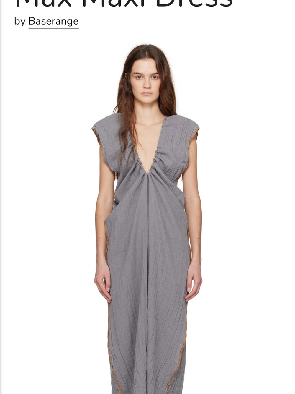 Baserange Max Dress Crinkle Linen Bayon Blue/Orange